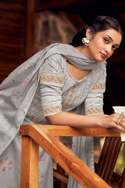 Dark Beige Pure Cotton Hand Block Print Straight Cut Dress